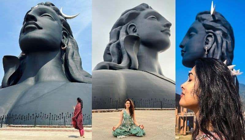 Tollywood actress visits Adiyogi shiva statue