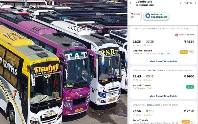 Coimbatore to Bangalore omni bus ticket price hiked