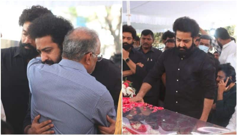 Jr NTR, Kalyanram, Allu Arjun And other stars attend last rites of Nandamuri Taraka Ratna sgk