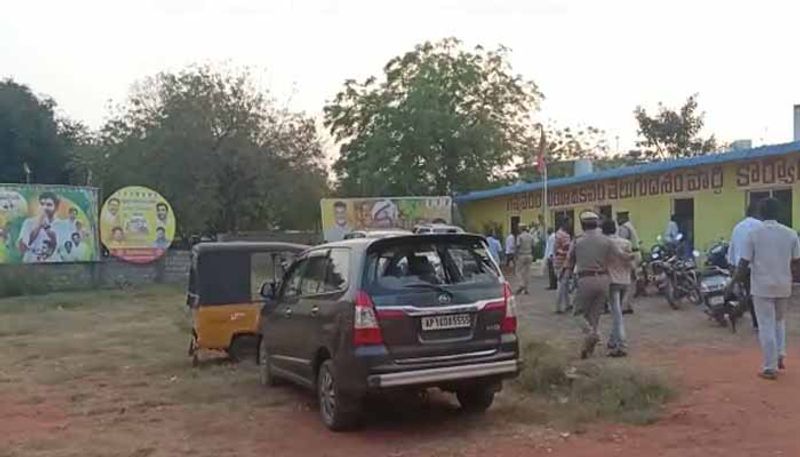 Tension Prevails  at  Gannavaram  TDP Office  After  TDP, YCP Clash  