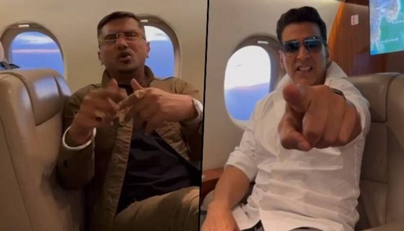 Kudi Chamkeeli: Akshay Kumar, Honey Singh enjoy singing Selfiee's latest song; perform three-chairs challenge 