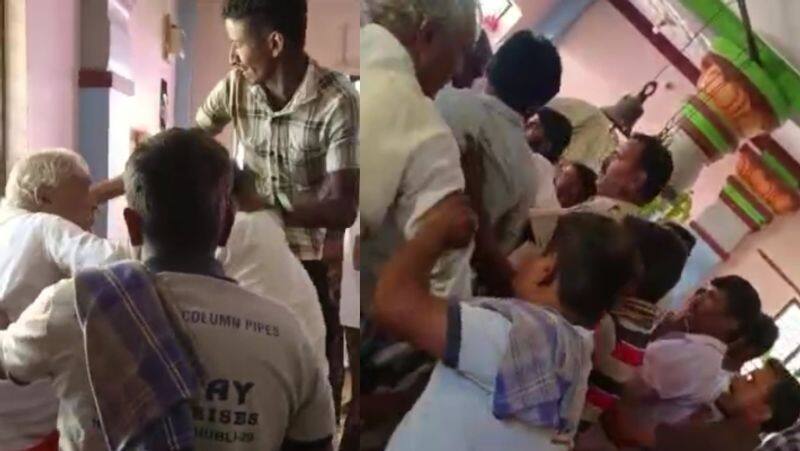 Hubli Villagers kick temple priest Inhumane incident in Kamplikoppa village sat