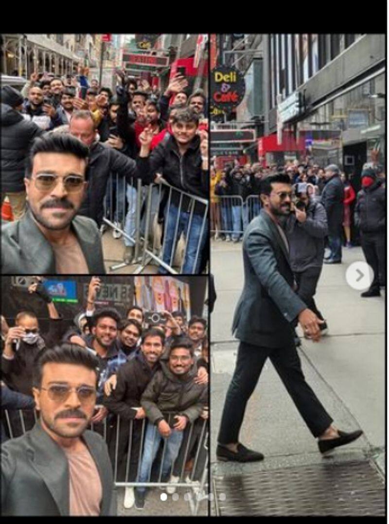 Ram Charan In New York, Greets Fans Like This  clicked a selfie with his fans