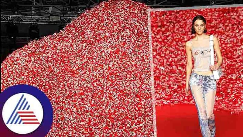 Models walk amid 2 lakh condom boxes on runway at Milan Fashion Week Vin