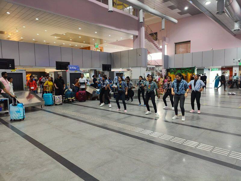 coimbatore college students play mime drama in airport