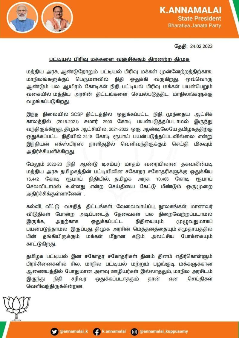 Incompetent DMK Annamalai deceiving the List Division people