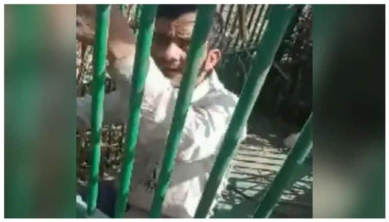 Man trapped in cage meant for leopard prm