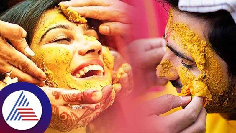 Why is turmeric applied to husband and wife before marriage skr