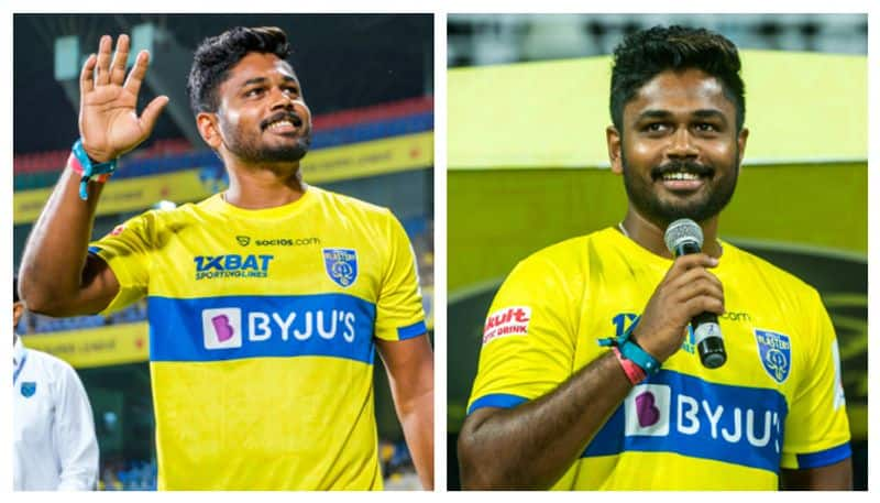 Watch video Kerala Blasters fans lauds Sanju Samson in Kaloor stadium saa