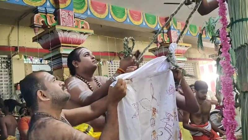 Famous Thirumanjeri Udhwaganathar temple Masi Festival Flag Hoisting! 