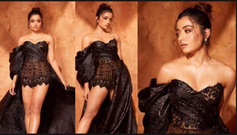 Rashmika Mandanna makes appearance in short dress and Netizens say She is inspired by Urfi Javed sgk