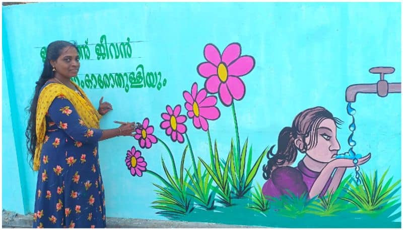 Sheeba painted on the walls to create awareness among the people bkg