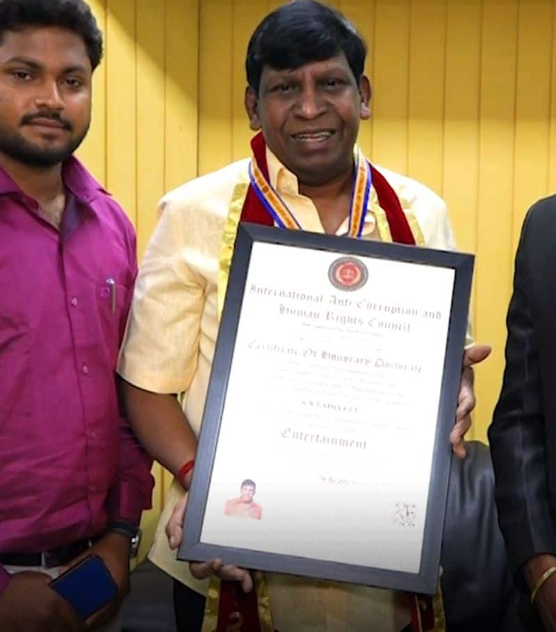 Police have arrested Harish who gave fake doctorate degrees to celebrities including actor Vadivelu