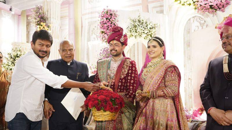 Udhayanidhi stalin attended the wedding ceremony of Governor banwarilal purohit grand daughter