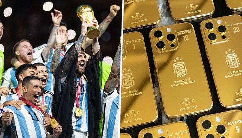 Viral Photo captain Lionel Messi  gifts World Cup winning Argentina team 35 gold iPhone san