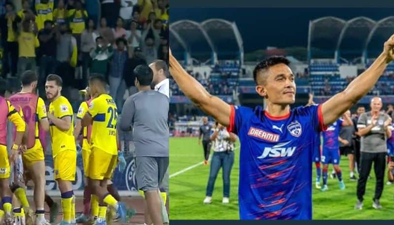 Watch Sunil Chhetri controversial goal Kerala Blasters vs Bengaluru FC playoff match in ISL 2022 23 jje  