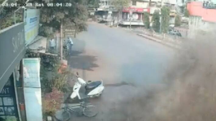 Yavatmal News Sudden explosion of underground pipeline captured in CCTV camera video goes viral 