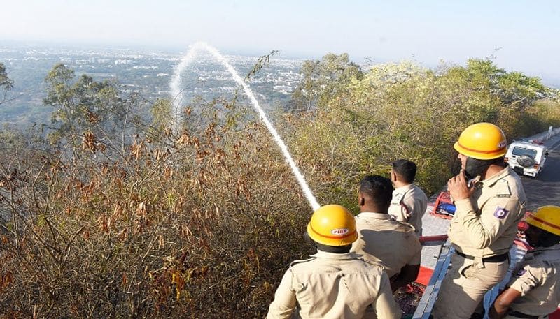 Forest Fire Including Chamundi Hill in Karnataka grg