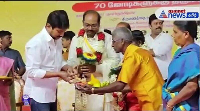 70 couples married infront of udhayanidhi on the occasion of cm stalins birthday