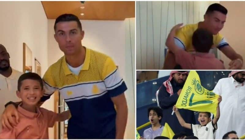 watch video cristiano ronaldo wins hearts with nice gesture towards young fan saa