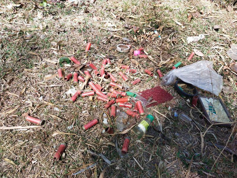 more than 60 firing cartridges in reserve forest department started investigation mudigere chikkamagaluru gvd