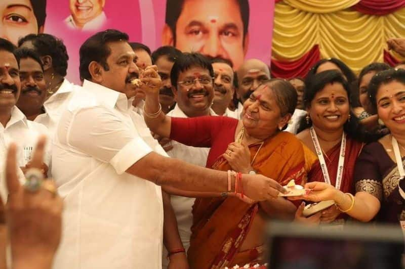 aiadmk interim president edappadi palaniswami celebrate women's day with party members