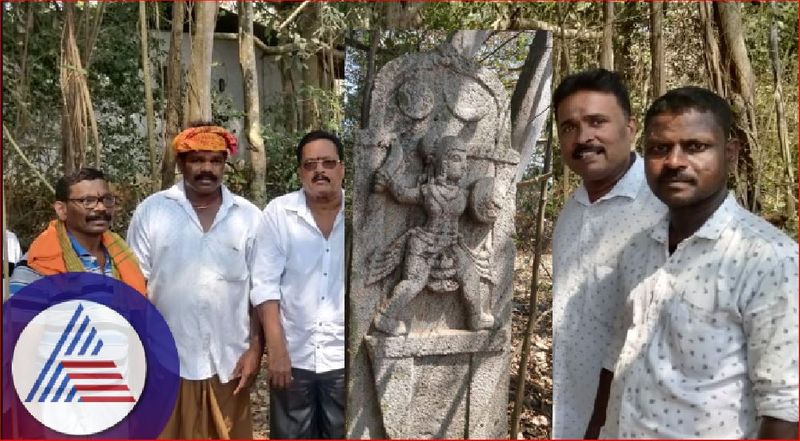 Veeragallu foundunder the banyan tree at udupi rav