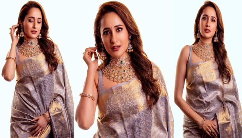 Actress Pragya Jaiswal Shining in a silk Saree