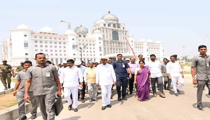  Telangana CM KCR  Inspects  New Secretariat  Building  works 