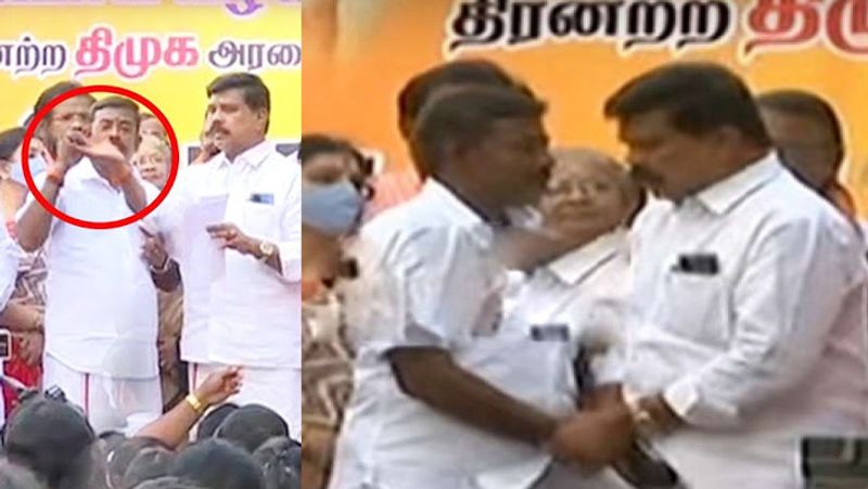 chennai protest.. karu nagarajan mike plugging from bjp executive