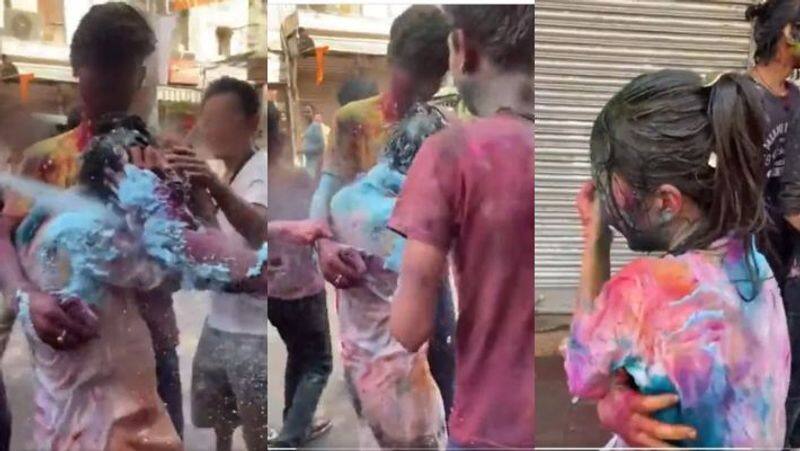 Japanese woman harassed on Holi shocking video viral