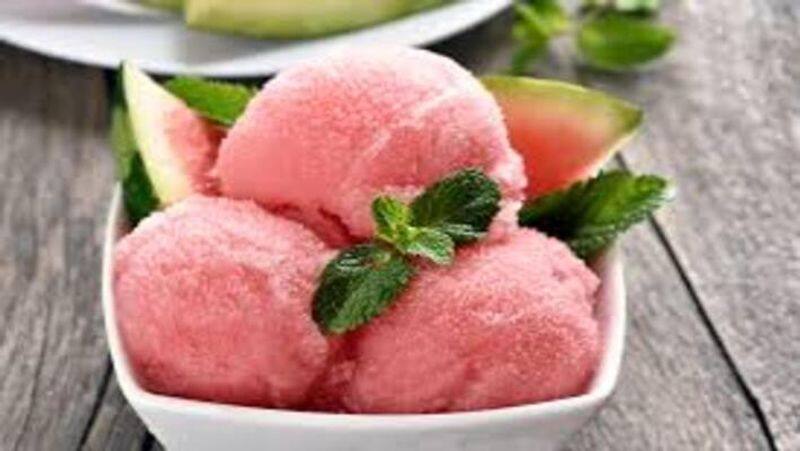 watermelon ice cream flavoured with rose water for summer.