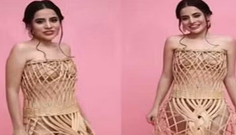 Urfi Javed shines in a dress made of bamboo tokri viral video rav