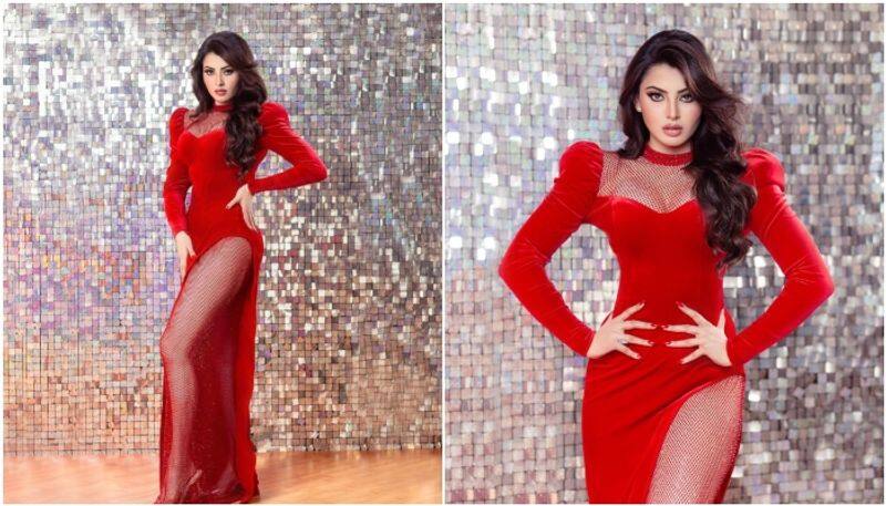 Urvashi Rautela Sizzles in Red High Slit Cut Dress and  Worth Almost Rs 8 Lakh sgk