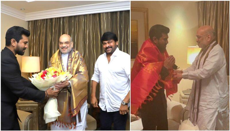 Chiranjeevi and son Ram Charan meet Amit Shah in Delhi sgk