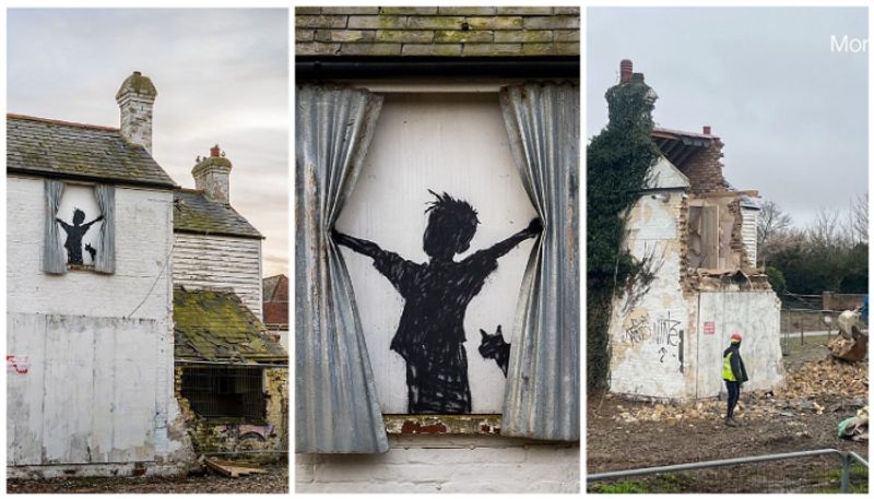 500 year old farmhouse was demolished and removed without knowing that it contained a painting by Banksy bkg