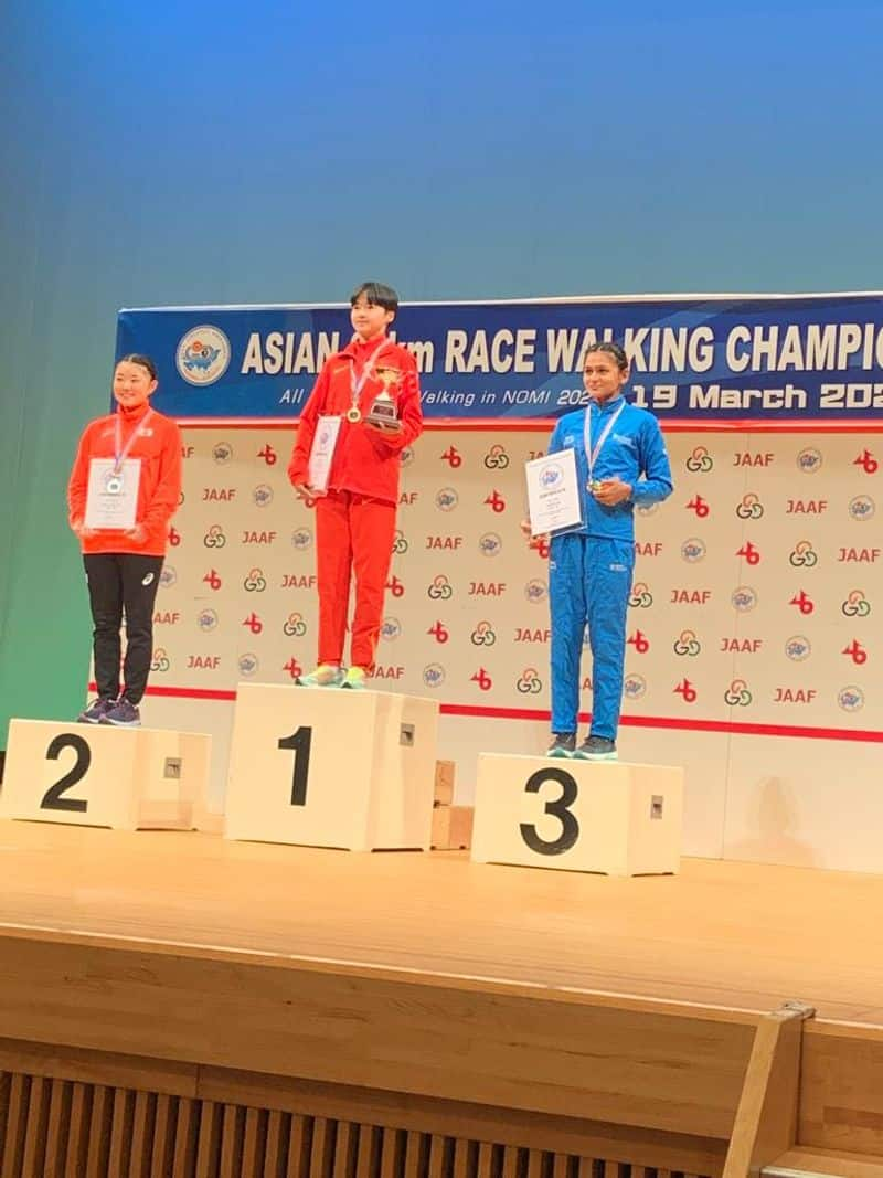 Akshdeep Singh Wins gold mens and Priyanka Goswami wins Bronze womens 20 KM at Asian Race Walking Championships, Nomi, Japan