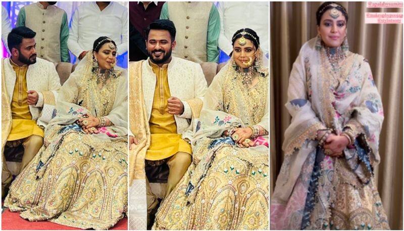 Swara Bhasker wears lehenga by Pakistani designer at her wedding reception sgk