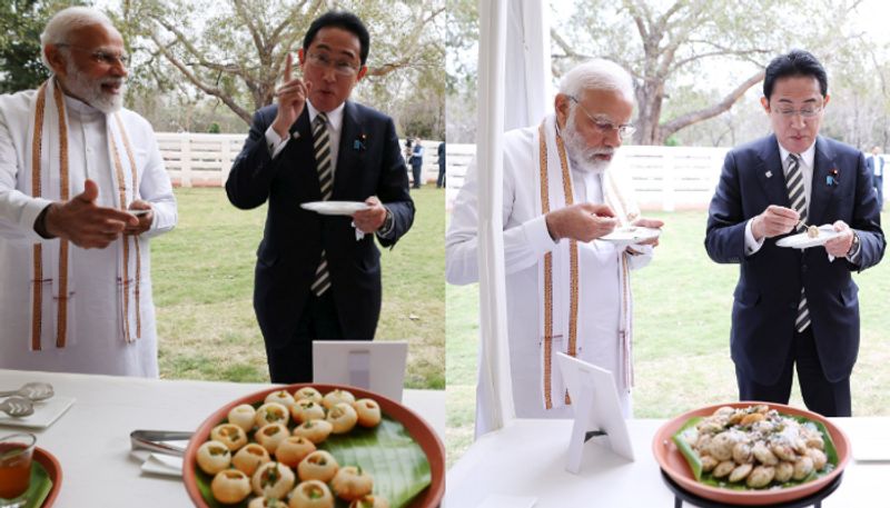 Japan PM Fumio Kishida enjoys pani puri with PM Narendra Modi azn