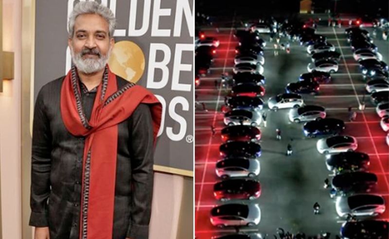 Tesla Light Show Tribute to Naatu Naatu SS Rajamouli says Truly Overwhelmed san