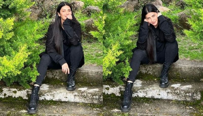 Actress Shruti Haasan stylish look in black outfit 