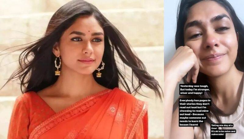 Mrunal Thakur Shares A Teary Eyed photo and says Yesterday was tough But today stronger sgk