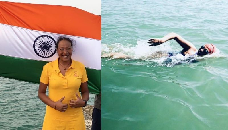 Swimmer Sucheta Deb Burman set a new record of 10 hours and 9 minutes for the swim from Danushkodi to Talaimannar kvn