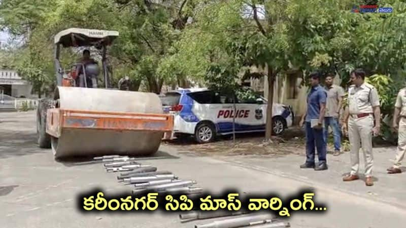 Seized silencers crushed with road roller in Karimnagar 