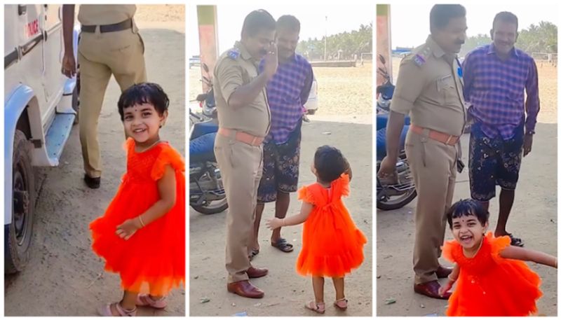 Kerala Police Inspector Saluting Little girl bkg