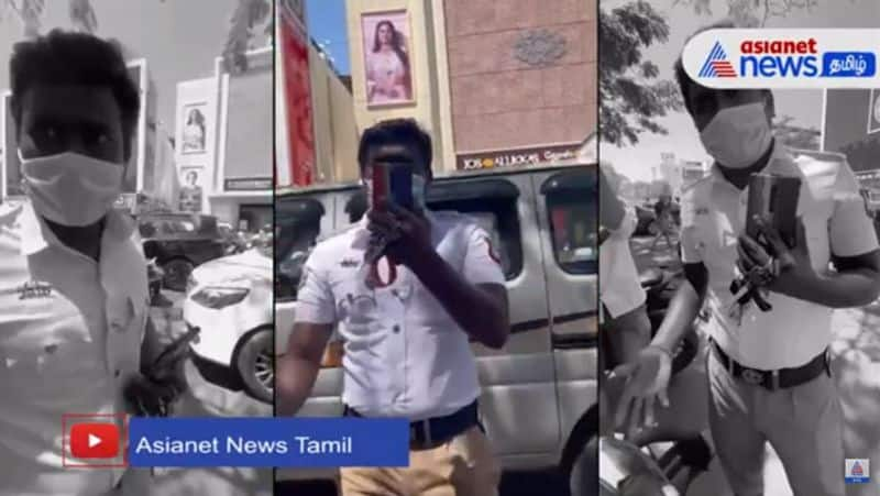 In heavy traffic, a man argue with a traffic cop and disturbed the traffic during peak hours