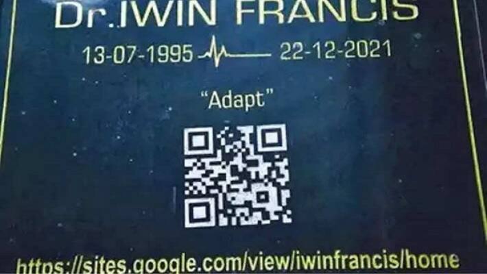 thiruvananthapuram news qr code on doctor tomb stone 