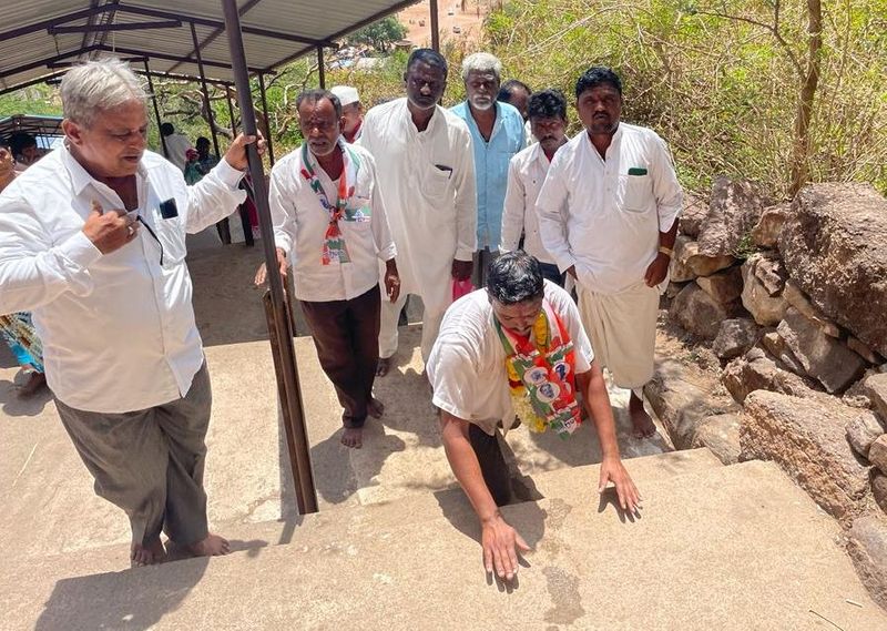 A young man who climbed the kalakaleshwa hill on his knees to fulfill his wish GS Patil become an MLA rav