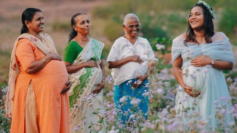 three generation of a kerala family pose for maternity photoshoot shatters internet