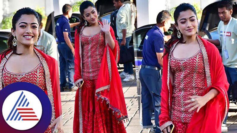 Rashmika Mandanna reached the airport in Subal Lal Sharara in the morning